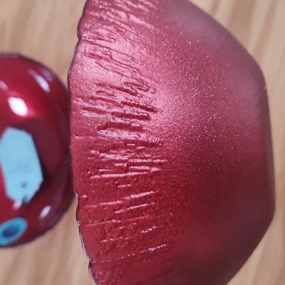 Set of Two Red Glass Bowls Sparkly Handcrafted - Picture 9 of 15